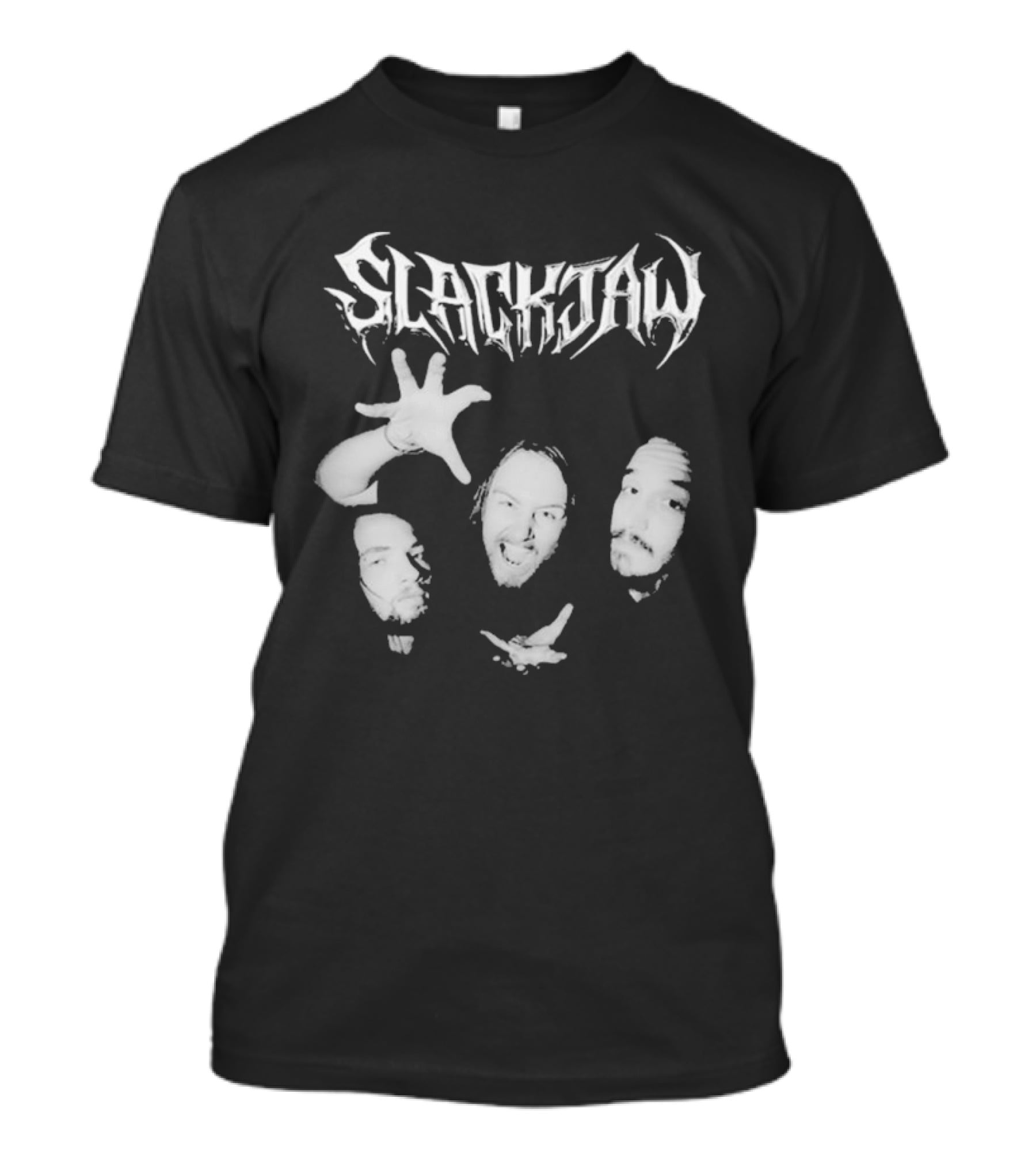 Slackjaw Band Members Faces And Hand Display T-Shirt