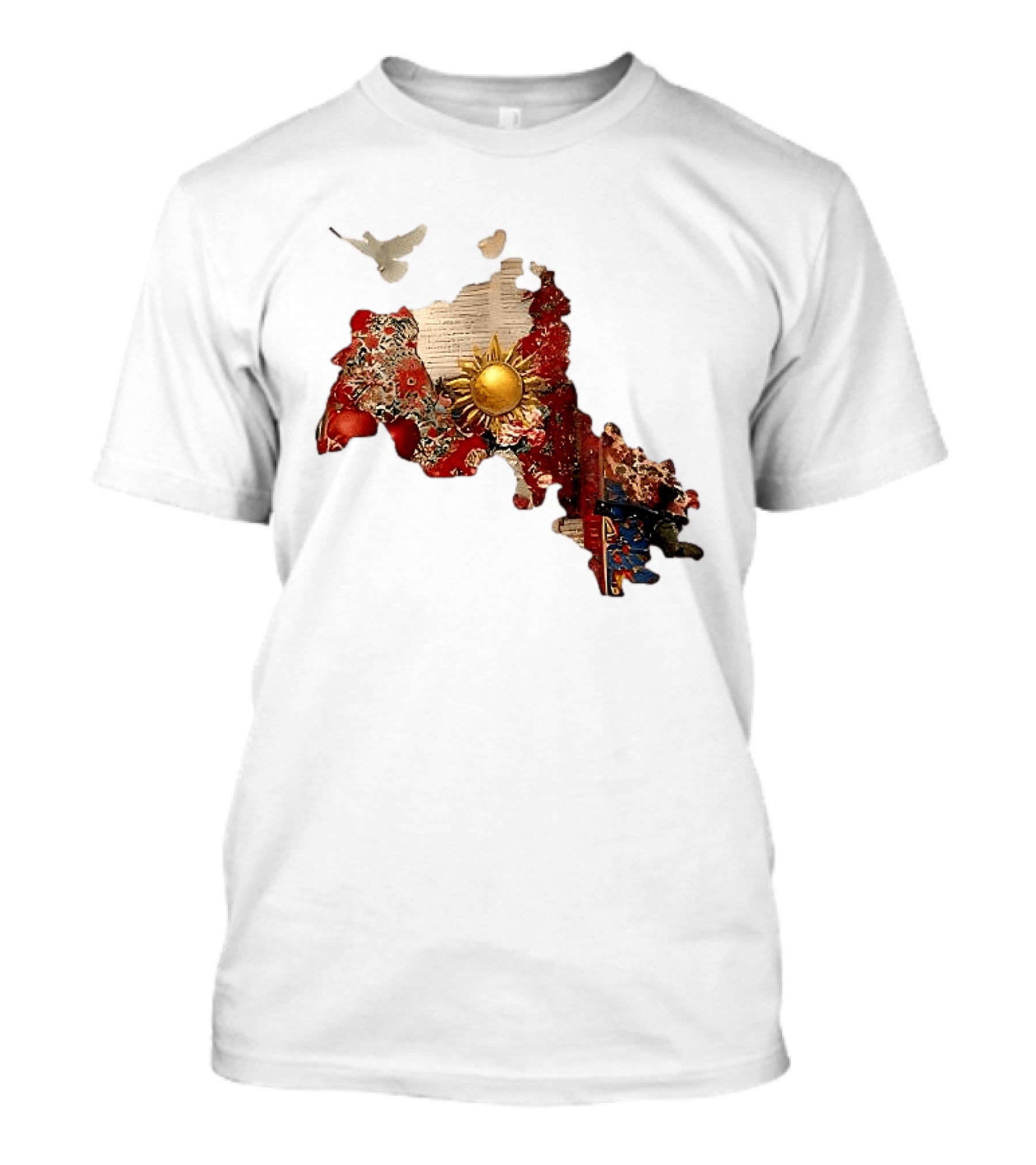 Map Of Kurdistan With Sun And Peace Dove T-Shirt
