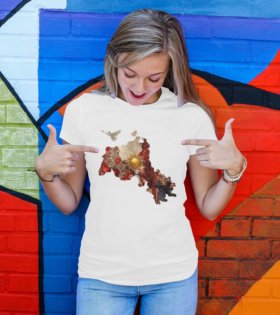 Map Of Kurdistan With Sun And Peace Dove T-Shirt