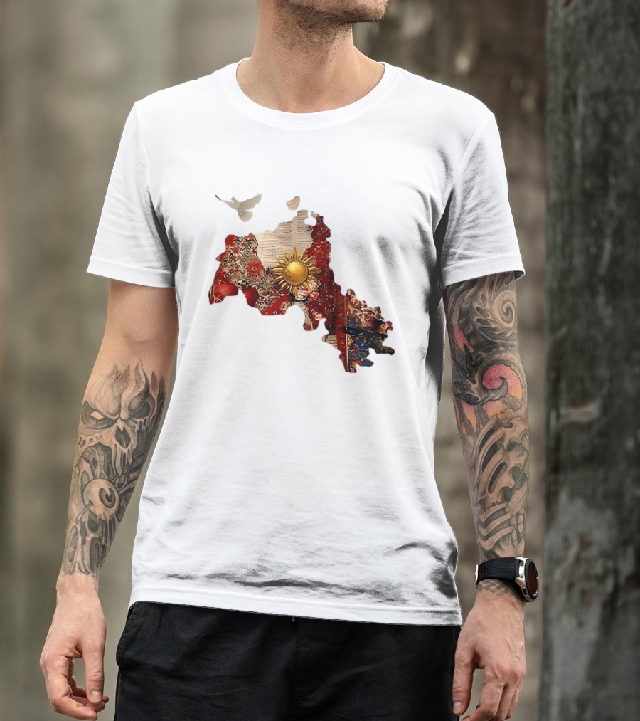 Map Of Kurdistan With Sun And Peace Dove T-Shirt