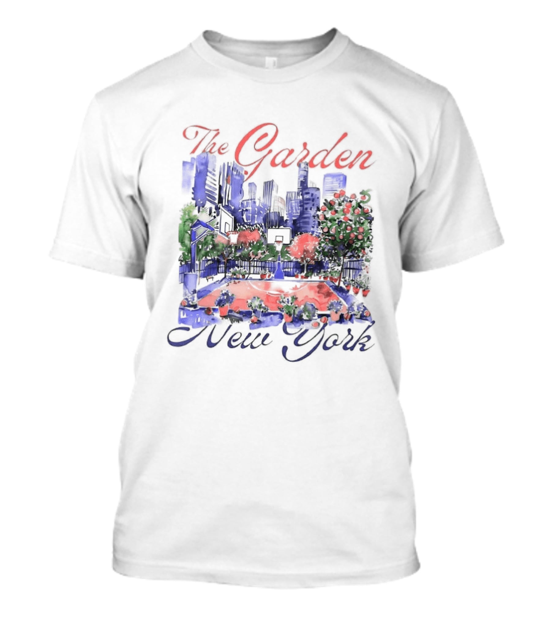The Garden New York Basketball Court Cityscape T-Shirt