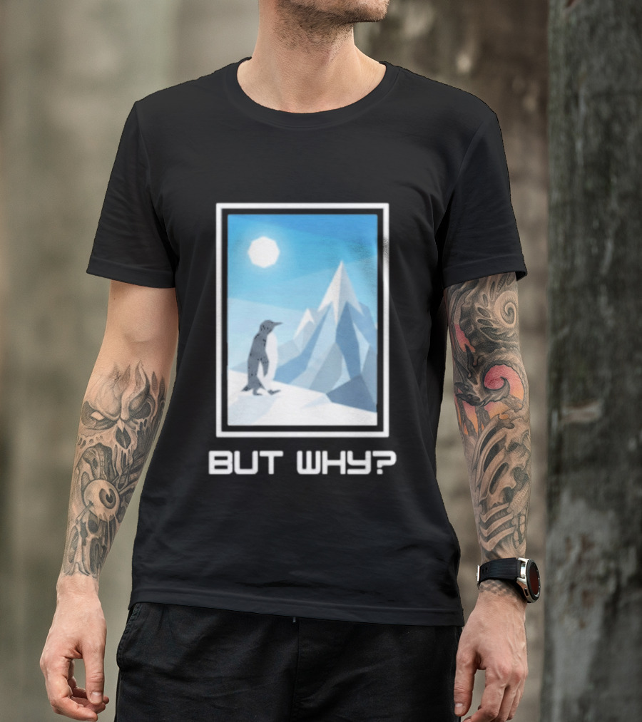 But Why Penguin Northward Bound Minimalist Arctic Framed T-Shirt
