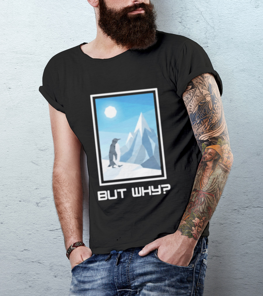 But Why Penguin Northward Bound Minimalist Arctic Framed T-Shirt