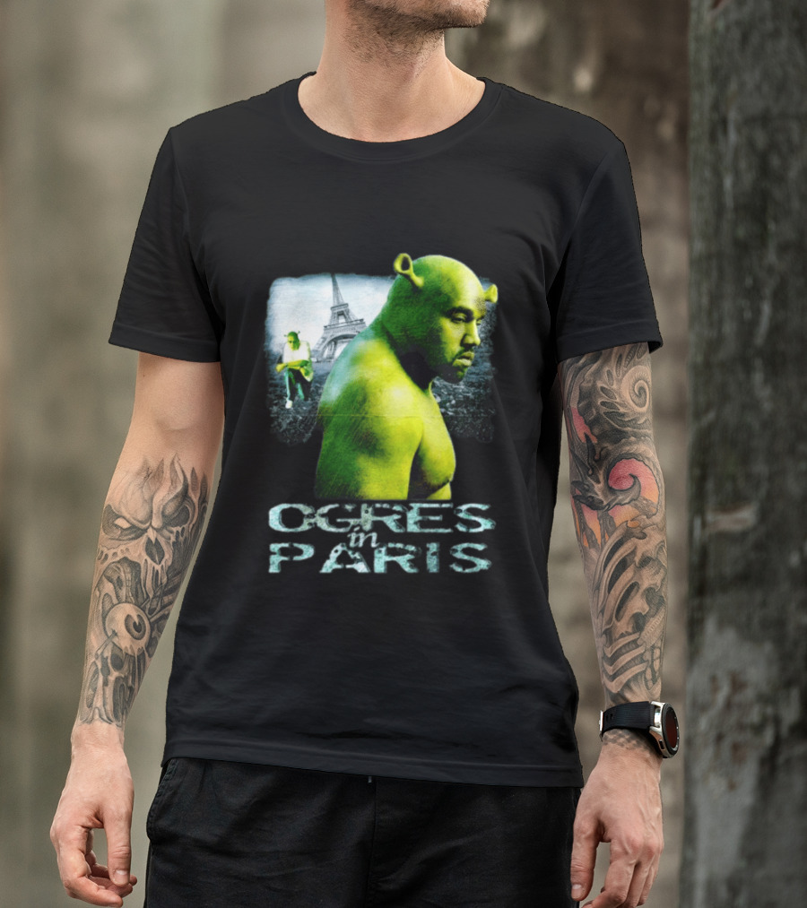Shrek Kanye West Ogres In Paris Eiffel Tower Mashup T-Shirt
