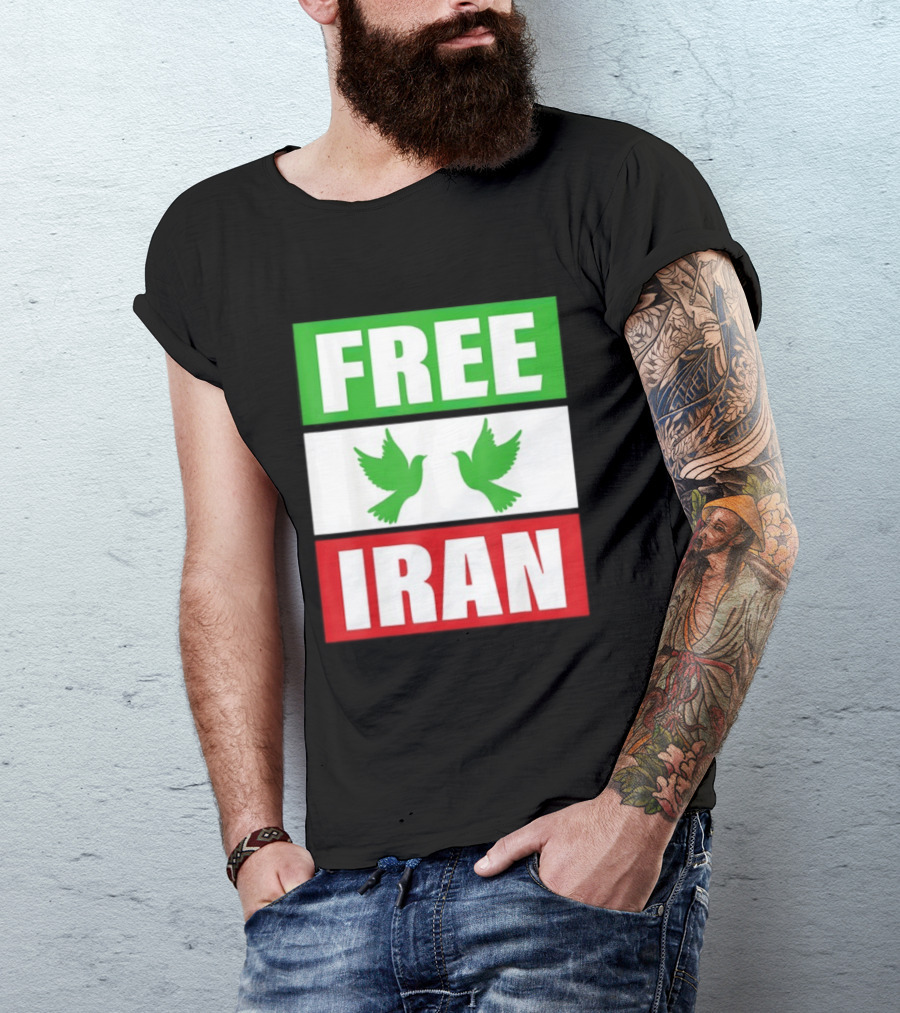 Free Iran Green White Red Peace Doves Freedom T-Shirt