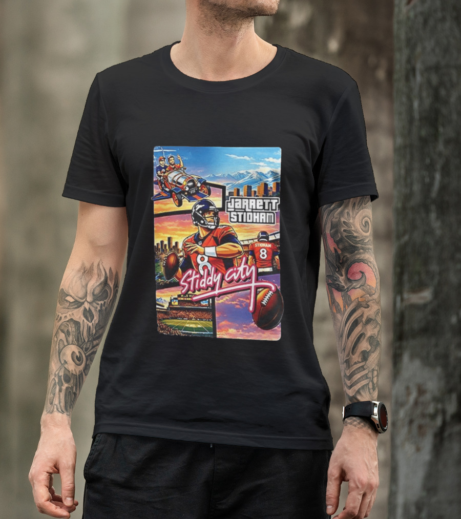 Stiddy City GTA Vice City Jarrett Stidham Football Denver Broncos T-Shirt