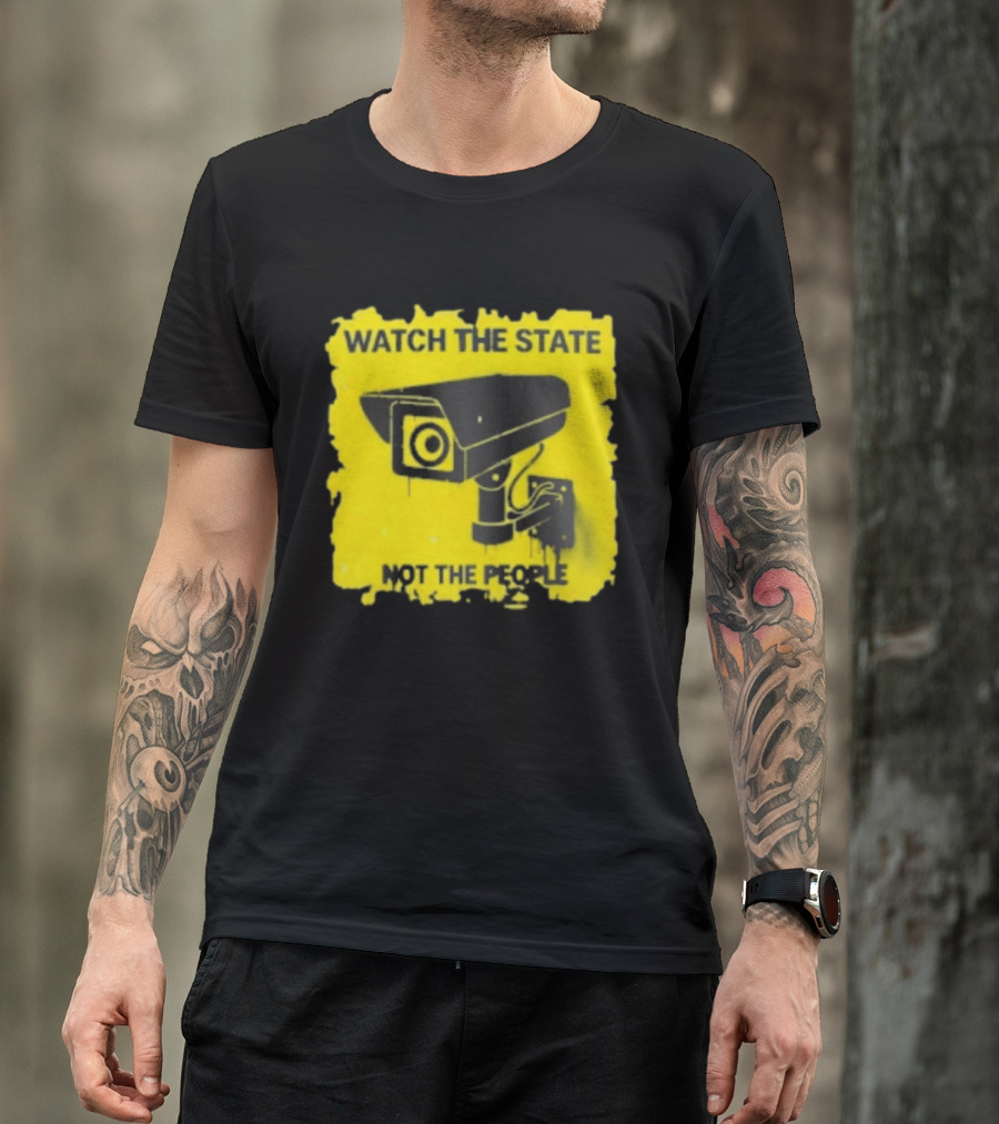 THE STATE NOT THE PEOPLE Yellow Surveillance Camera T-Shirt