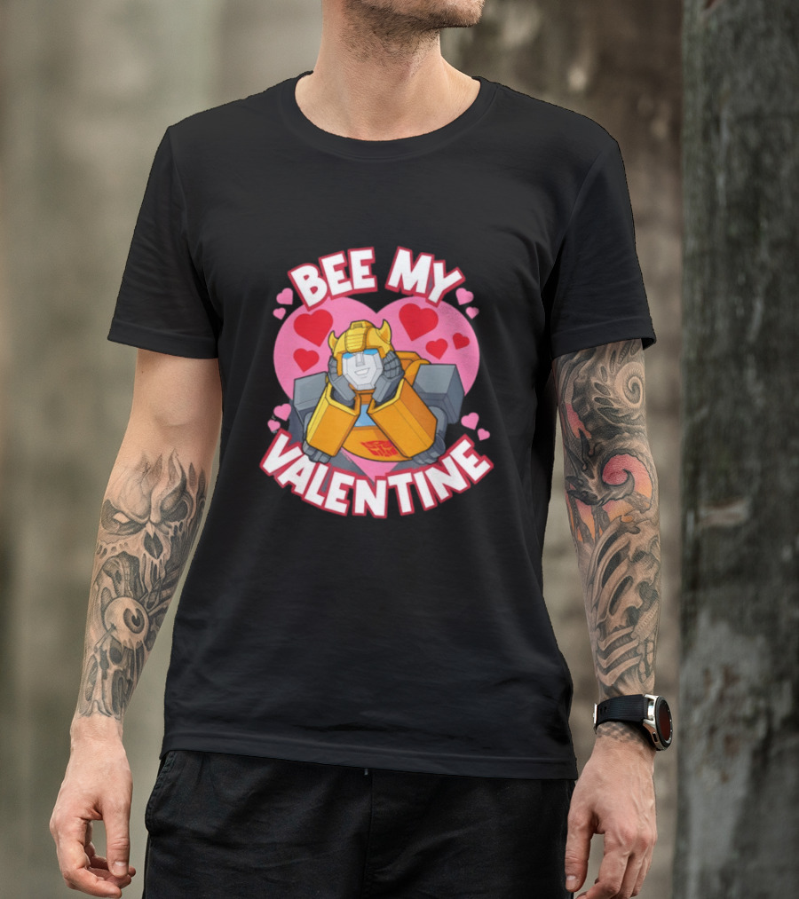 BEE MY VALENTINE Transformers Bumblebee Valentine's Day Hearts T-Shirt