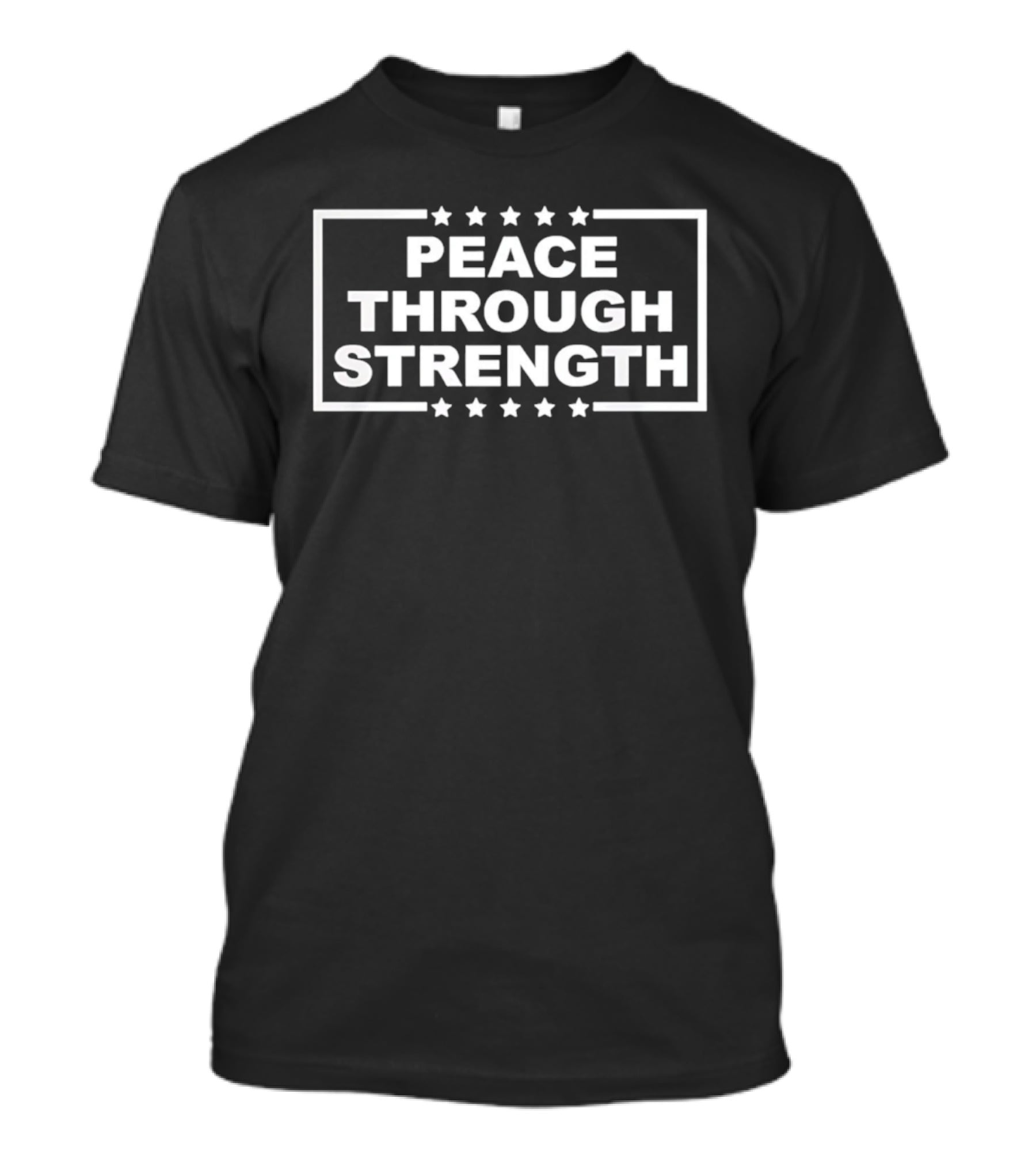 Peace Through Strength Text With Stars T-Shirt
