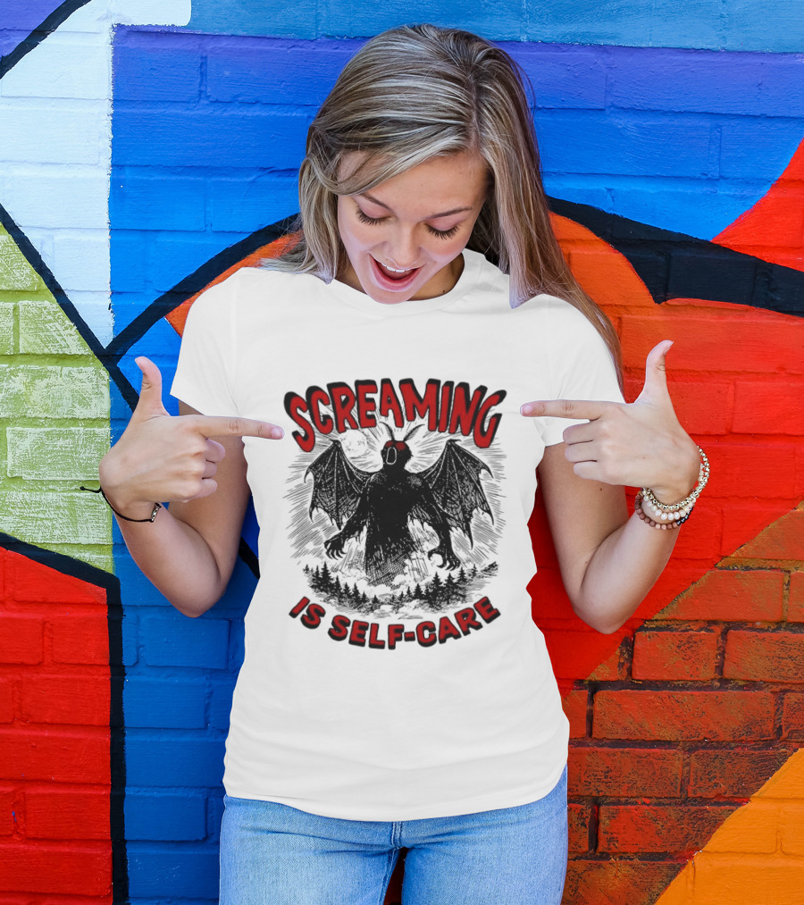 Screaming Is Self Care Mothman Meme T-Shirt