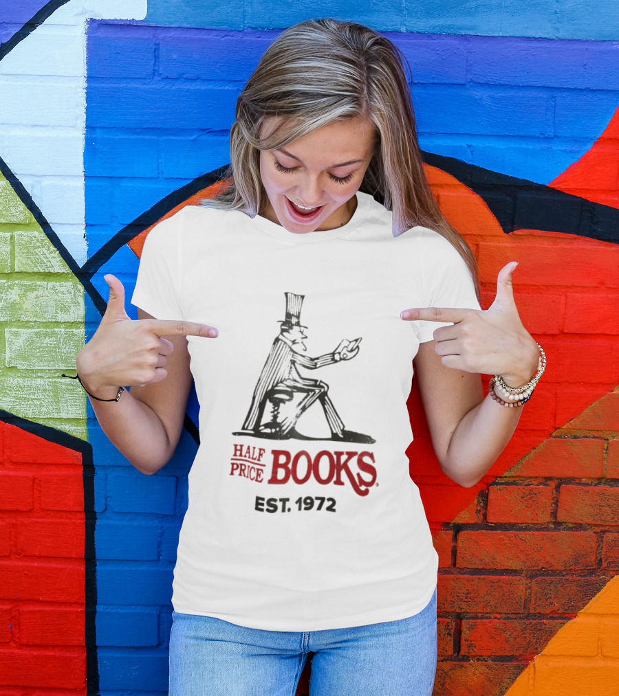 Half Price Books Est 1972 Vintage Gentleman Reading T-Shirt