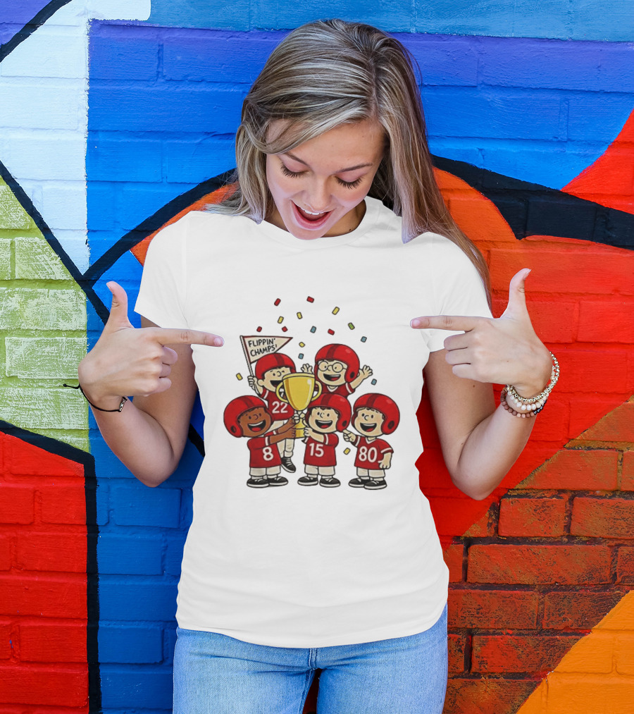 Peanuts Flippin' Champs Football Team Celebration With Trophy T-Shirt