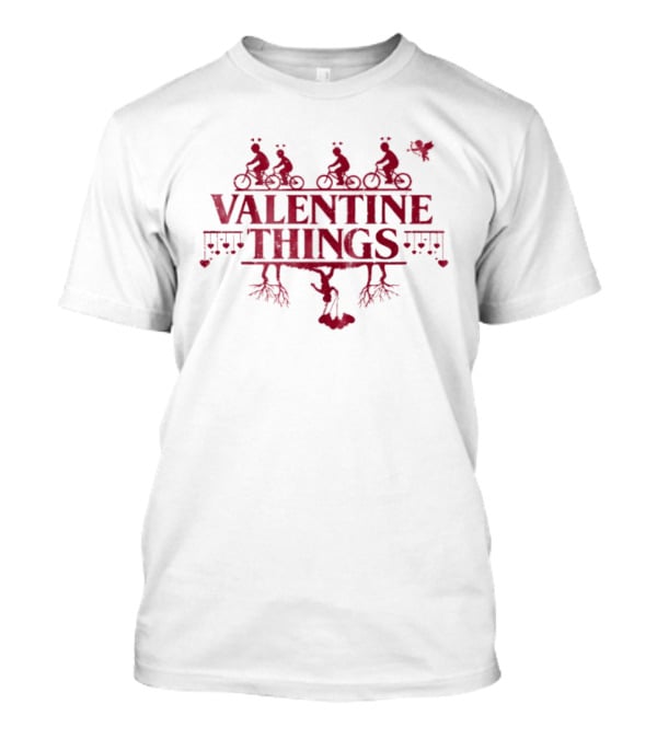 Valentine Things Stranger Things Biking Adventure Valentine's Day Shadow Monster T-Shirt