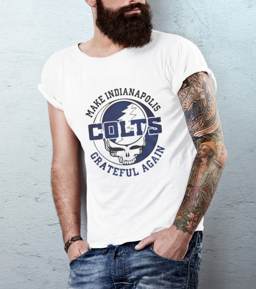 Make Indianapolis Colts Grateful Again Skull Lightning T-Shirt
