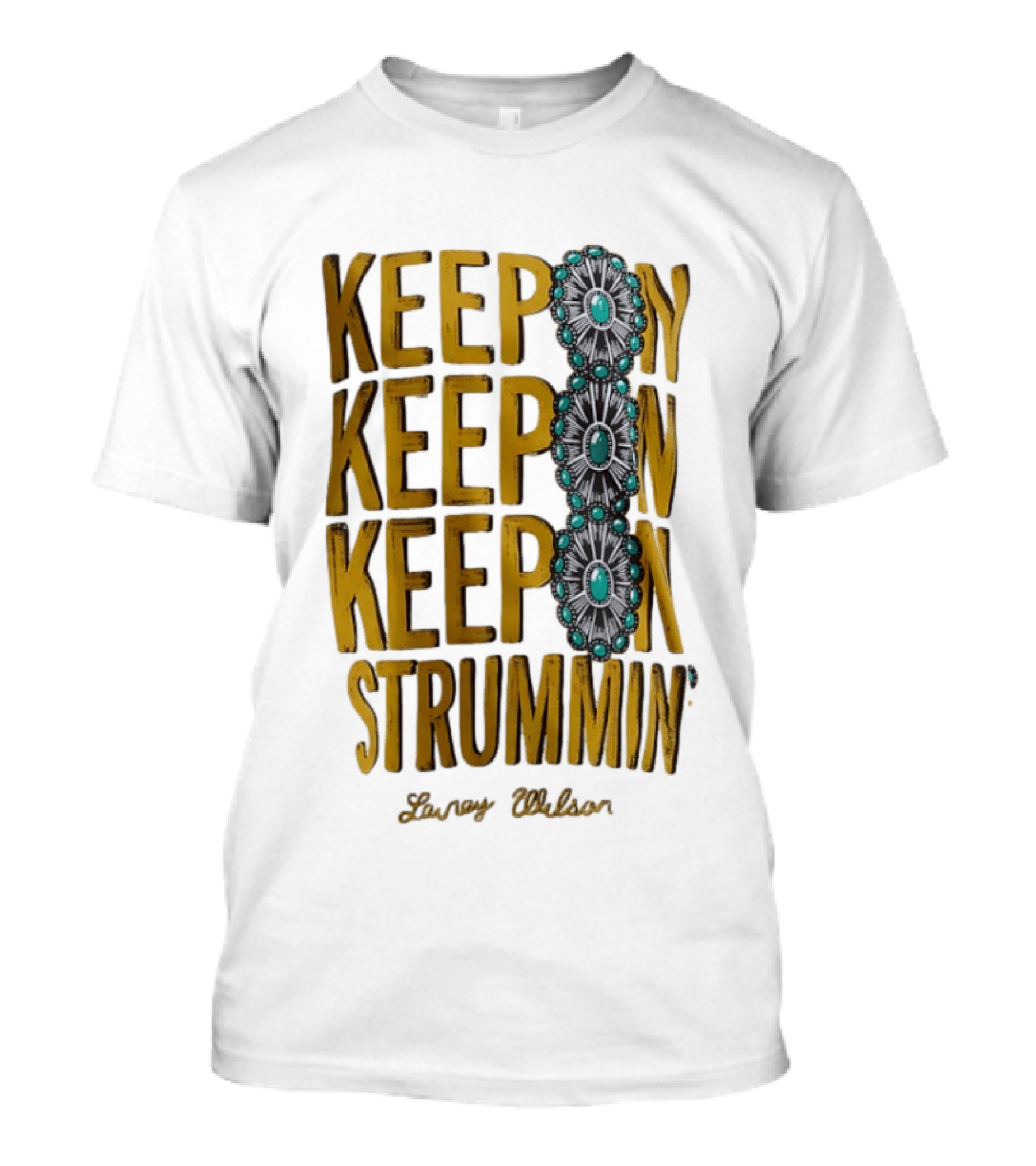 Lainey Wilson Keep On Strummin Turquoise Concho Western T-Shirt