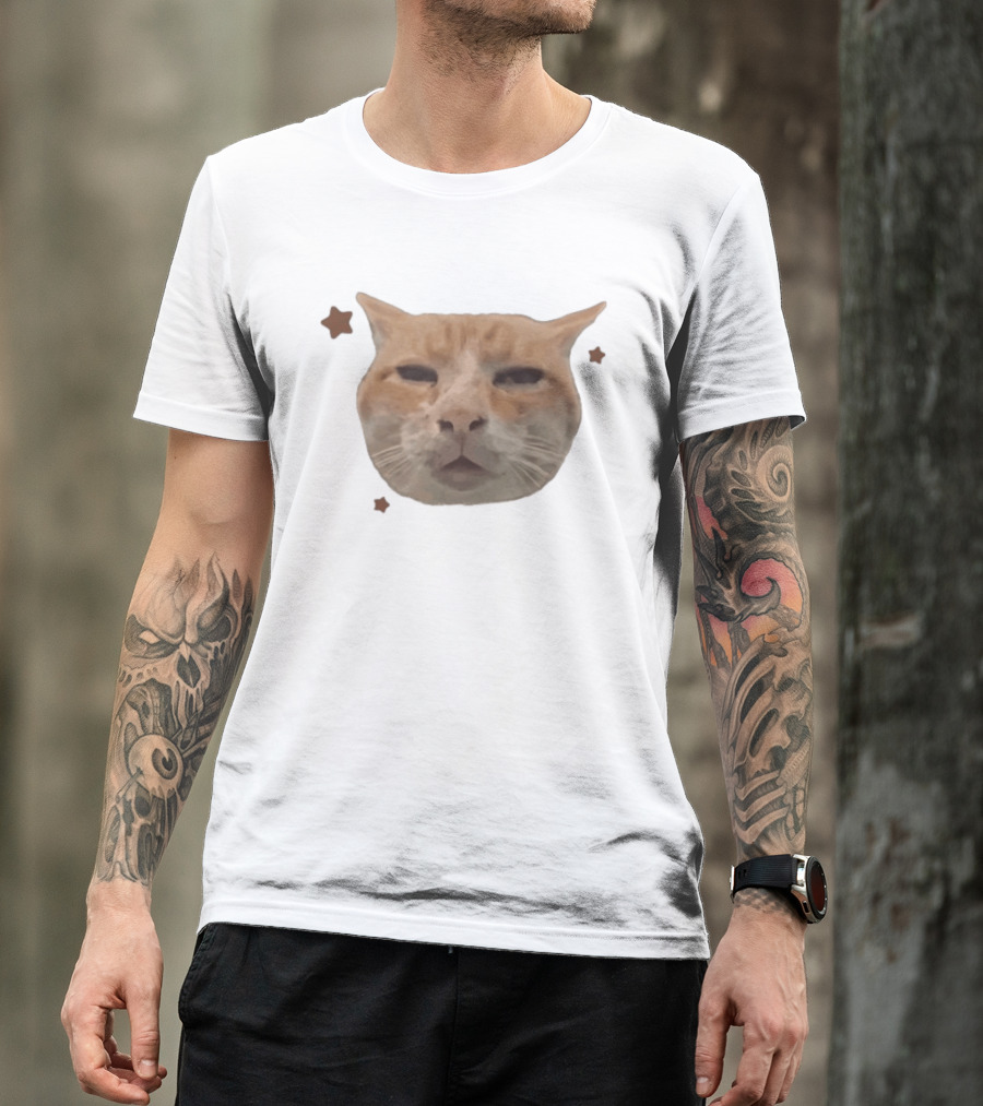 Huh Stoned Cat Meme Funny Feline Face Stars Comedy T-Shirt