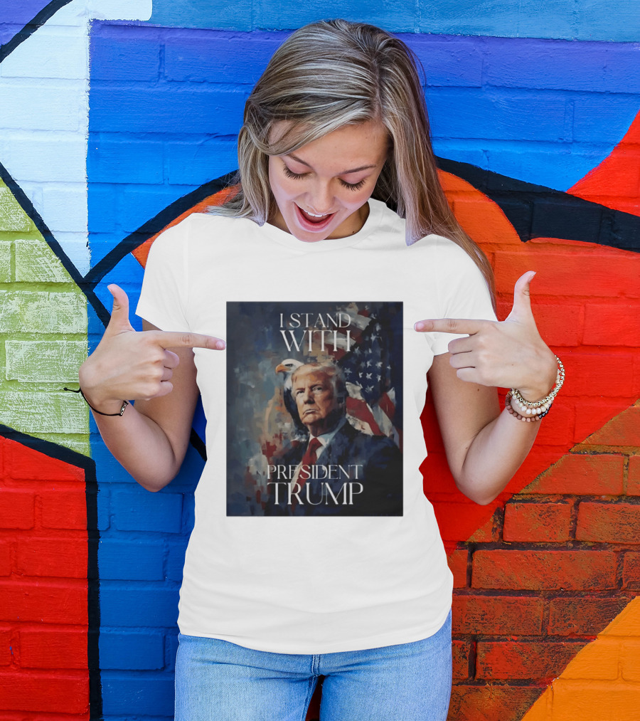 I Stand With President Trump American Flag Bald Eagle T-Shirt