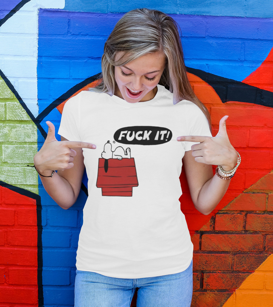 Snoopy Fuck It Relaxing On Doghouse Peanuts Humor T-Shirt