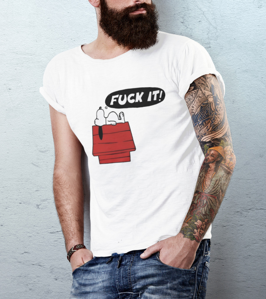 Snoopy Fuck It Relaxing On Doghouse Peanuts Humor T-Shirt