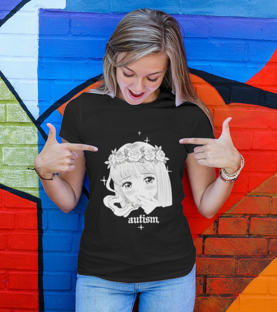 Autism Anime Girl Smoking Flower Crown Aesthetic T-Shirt
