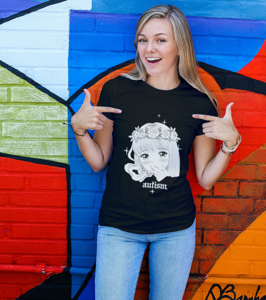 Autism Anime Girl Smoking Flower Crown Aesthetic T-Shirt