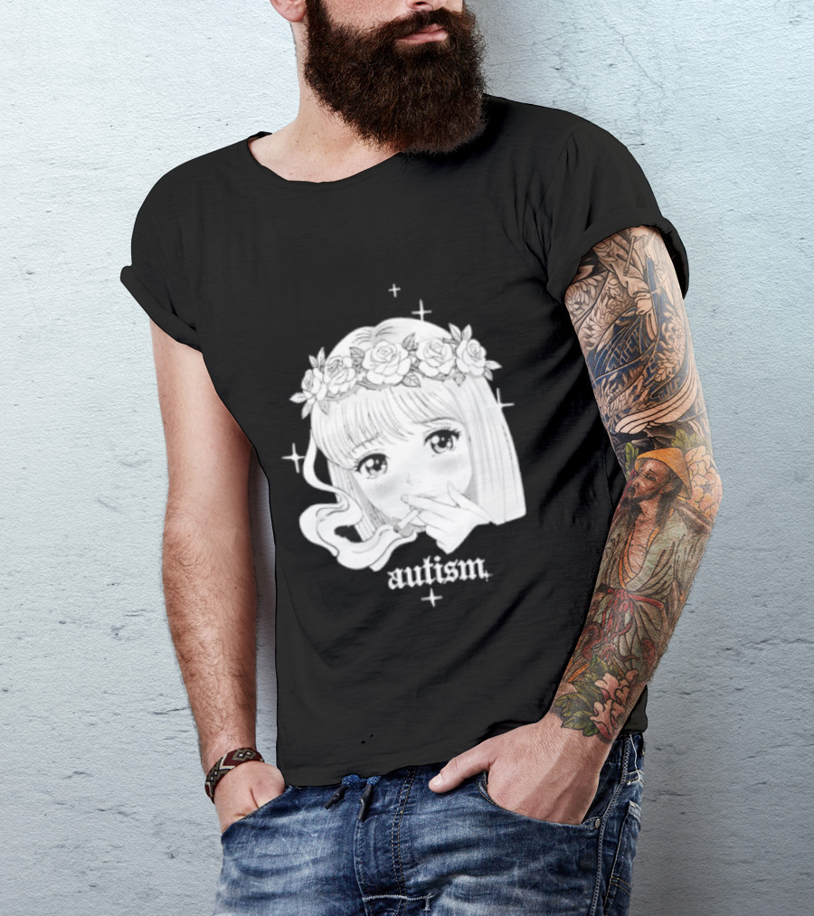 Autism Anime Girl Smoking Flower Crown Aesthetic T-Shirt
