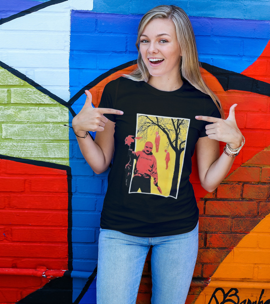 Glassjaw Save Plant A Tree Red Masked Figure With Hanging Figures And Tree T-Shirt