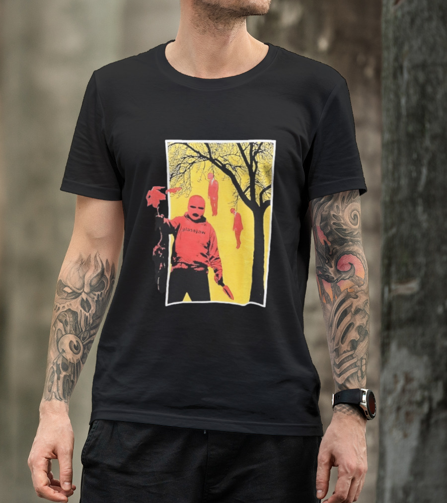 Glassjaw Save Plant A Tree Red Masked Figure With Hanging Figures And Tree T-Shirt
