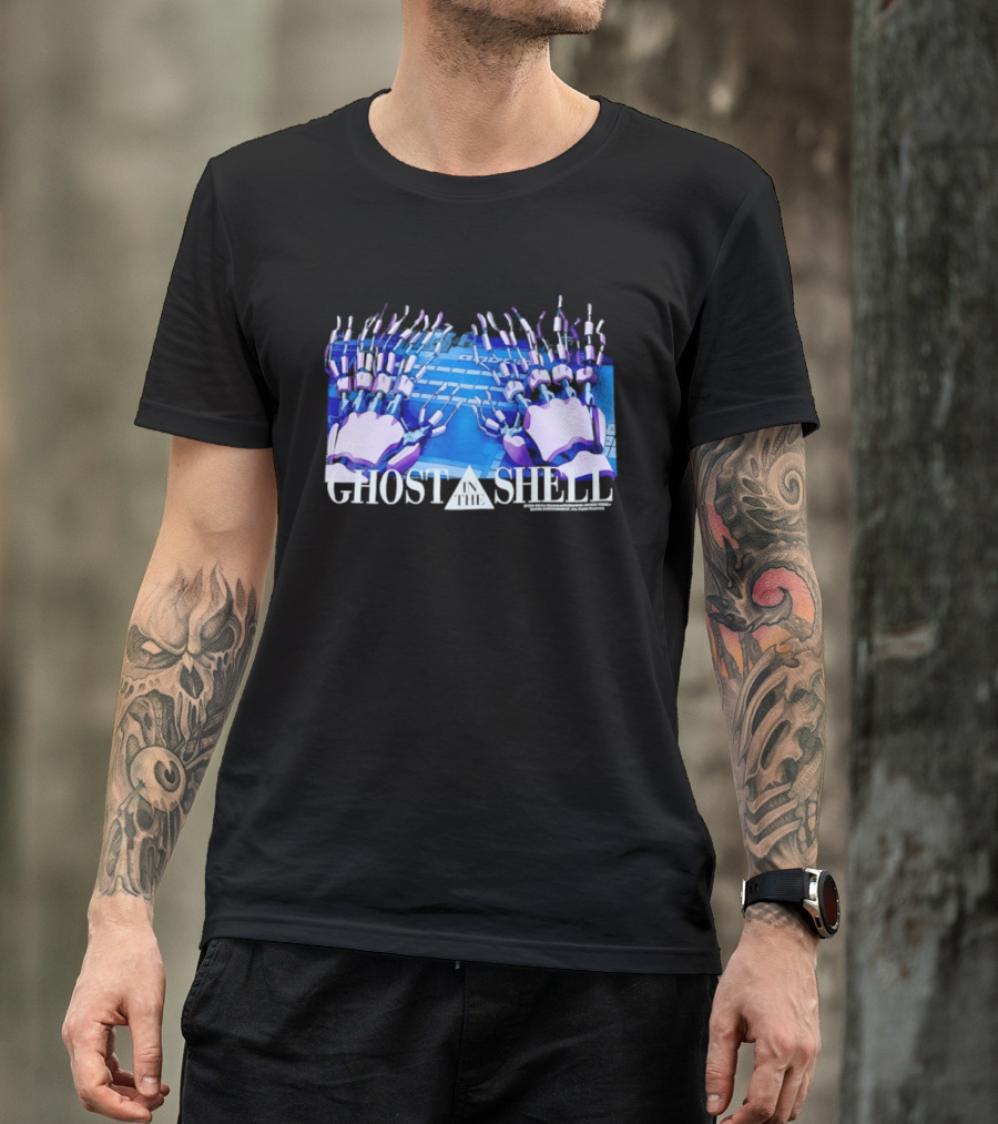 Holographic Robotic Hands Ghost In The Shell 1999 Cyber Tech T-Shirt