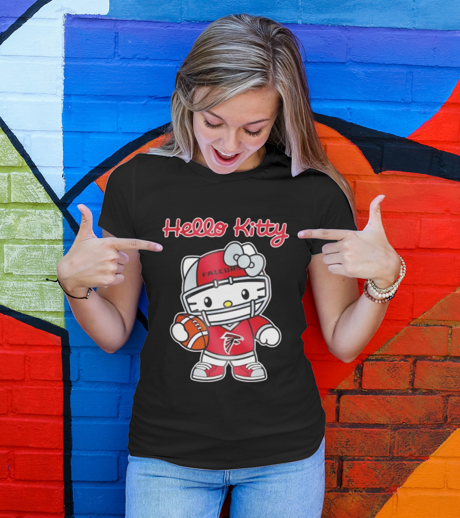 Hello Kitty Atlanta Falcons Football Team Helmet Fan Gear T-Shirt
