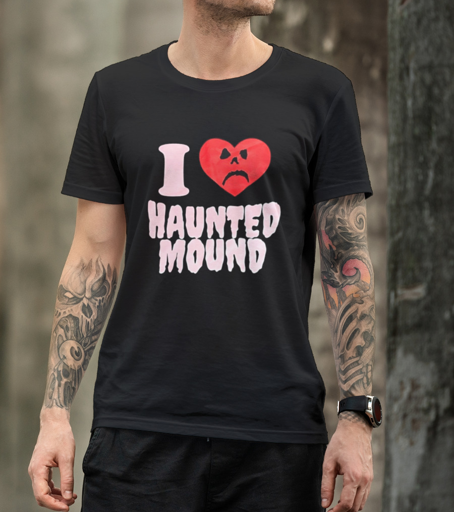 I Love Haunted Mound Heart Face T-Shirt