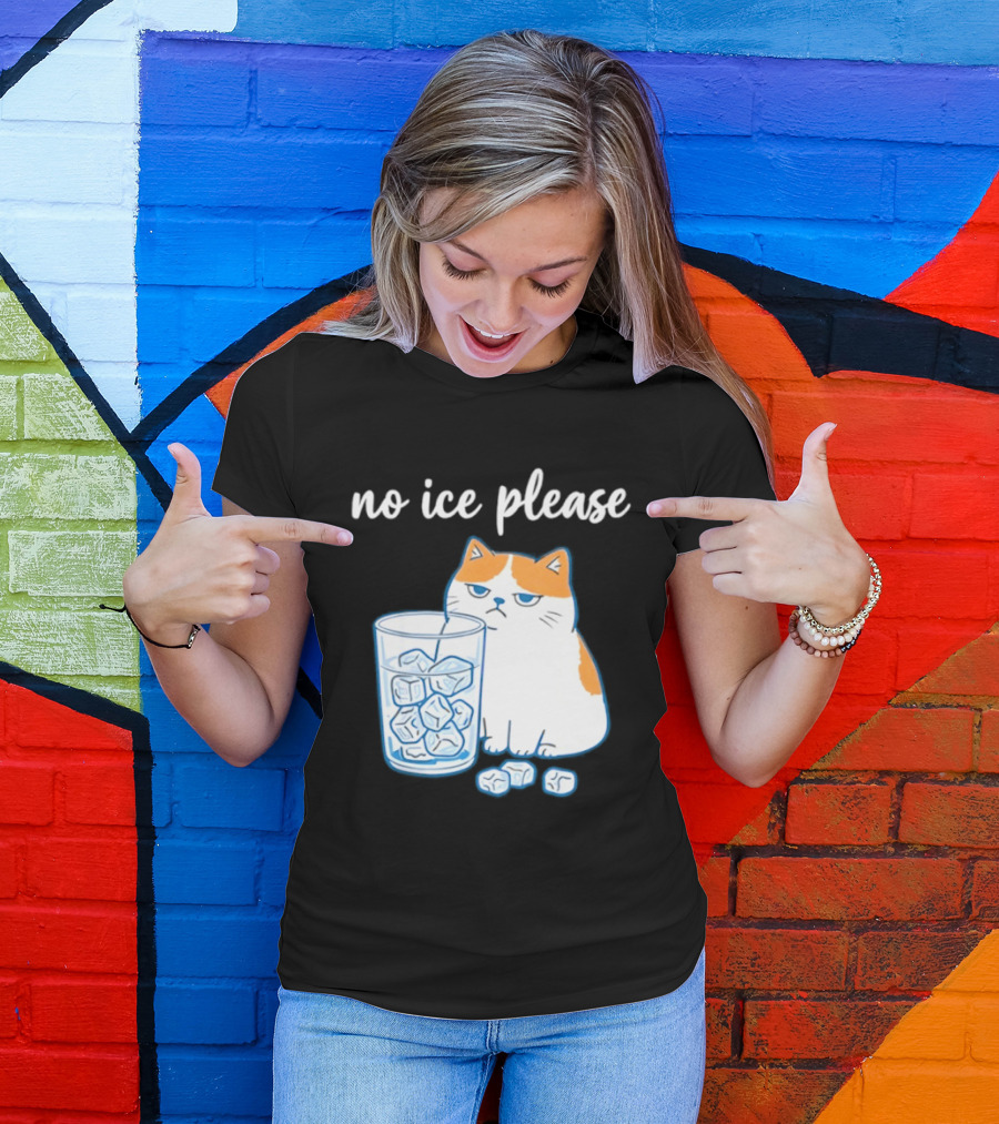 No Ice Please Cat Meme Cartoon Humor Ice Cube T-Shirt