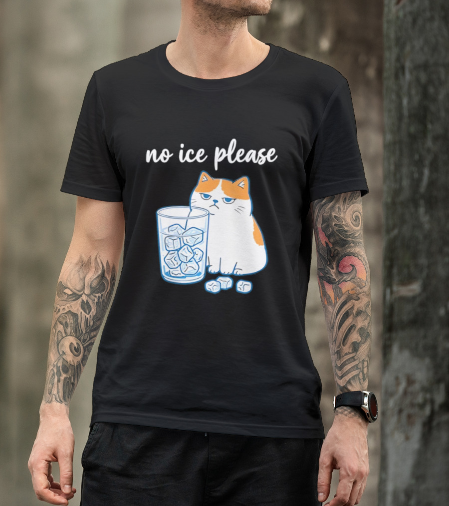 No Ice Please Cat Meme Cartoon Humor Ice Cube T-Shirt