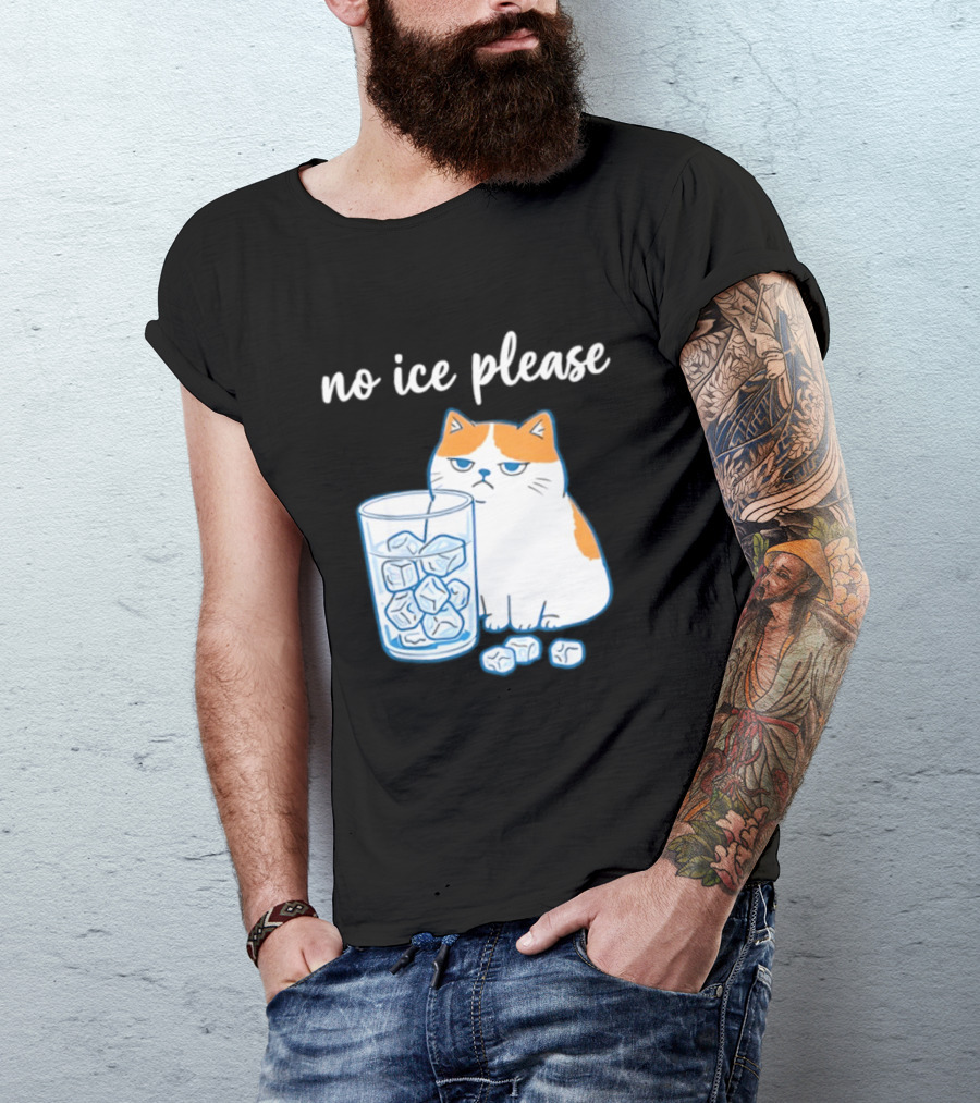 No Ice Please Cat Meme Cartoon Humor Ice Cube T-Shirt