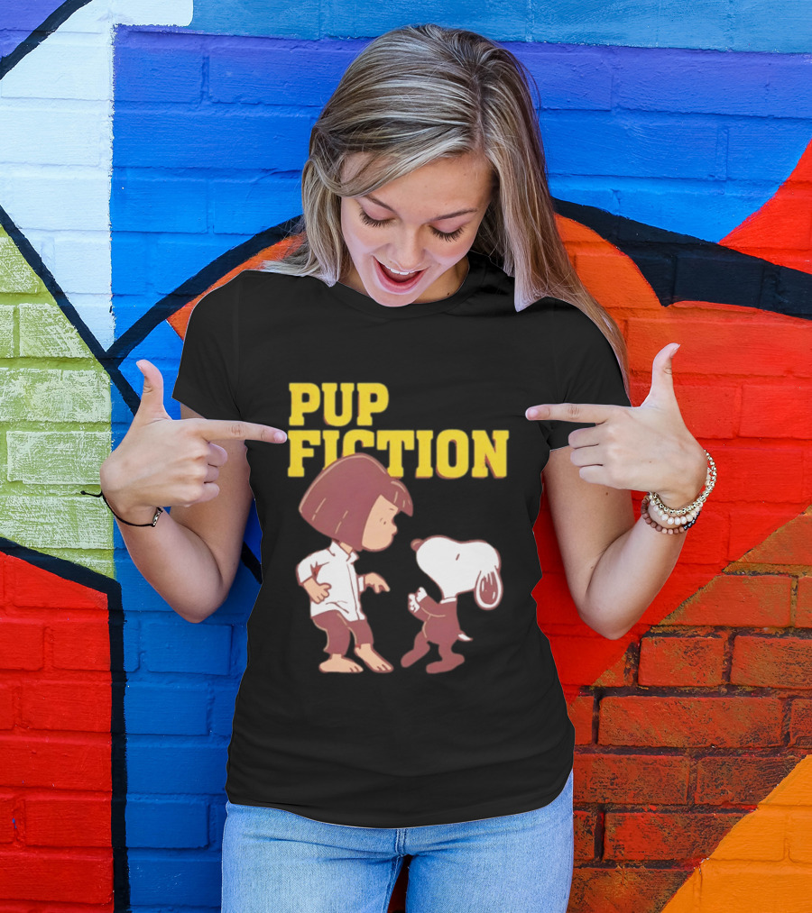 Lucy And Snoopy Pup Fiction Mashup Peanuts Characters T-Shirt