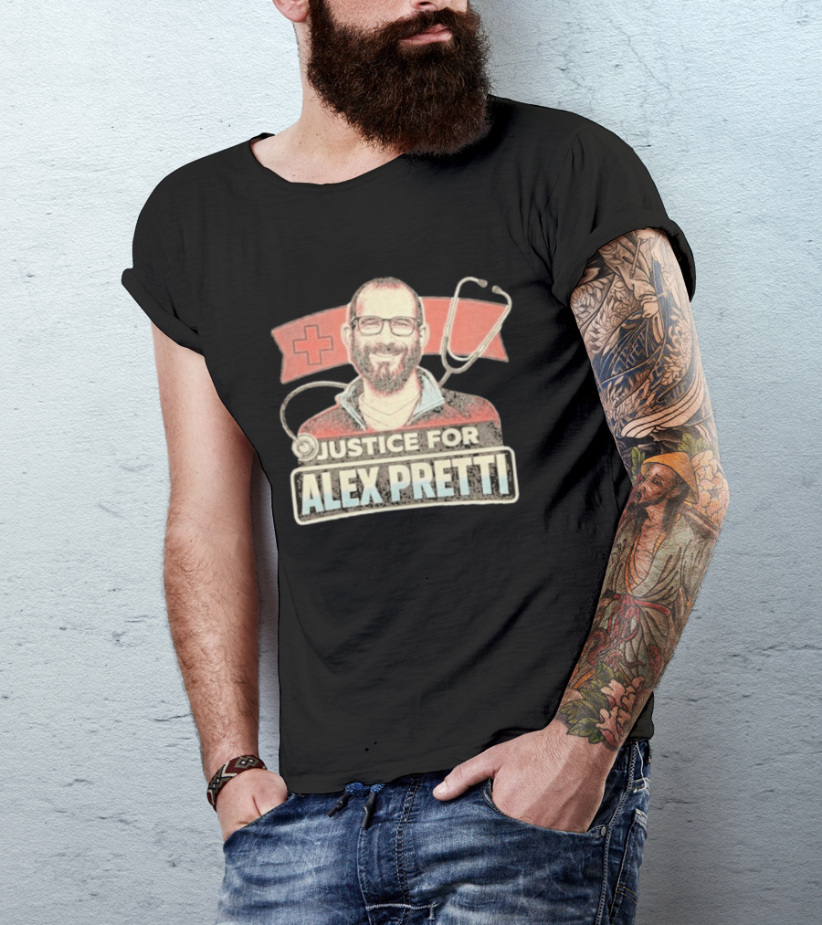 Justice For Alex Pretti Red Cross Stethoscope Tribute 2026 T-Shirt