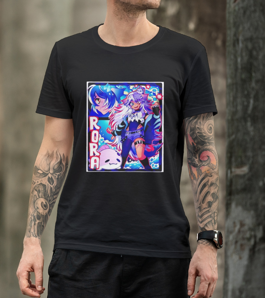 Rora Anime Character Vibrant Art With Cute Fantasy Elements And Pink Creature T-Shirt