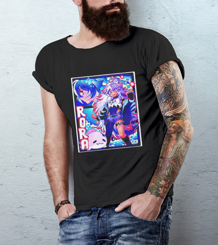 Rora Anime Character Vibrant Art With Cute Fantasy Elements And Pink Creature T-Shirt