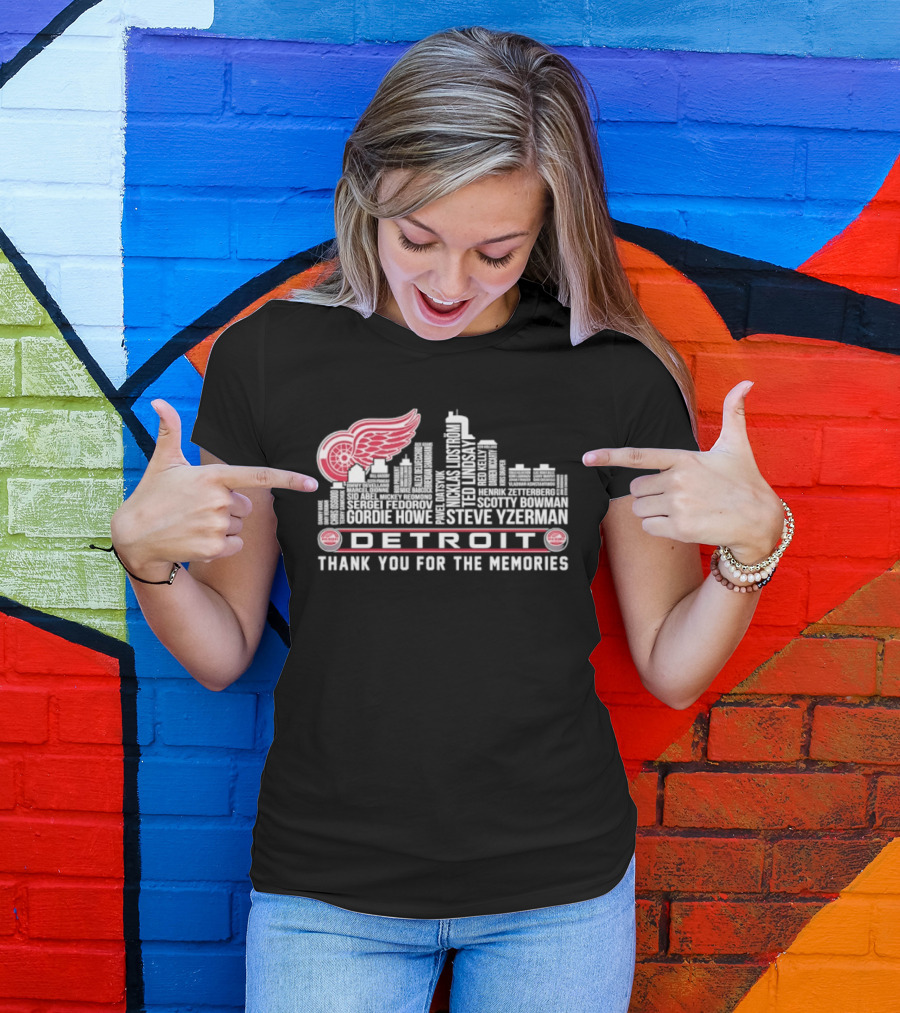 Detroit Red Wings City Skyline Steve Yzerman Thank You For The Memories T-Shirt