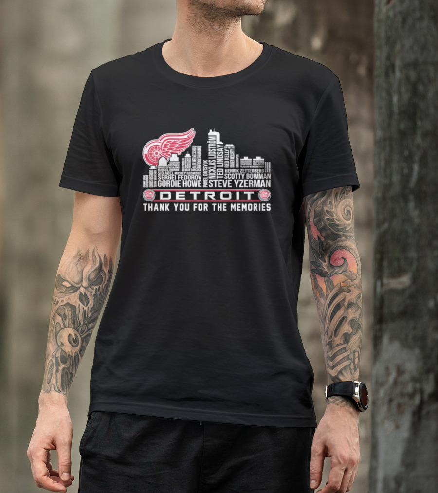 Detroit Red Wings City Skyline Steve Yzerman Thank You For The Memories T-Shirt