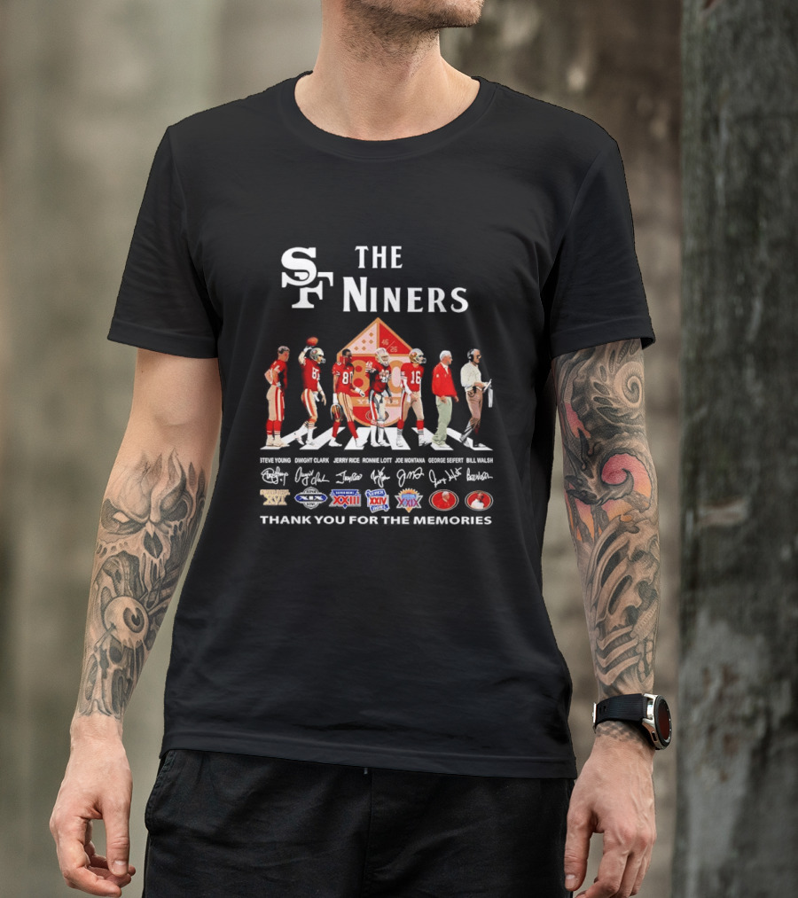 The Niners San Francisco 49ers Legends Thank You For The Memories Icons And Championships T-Shirt