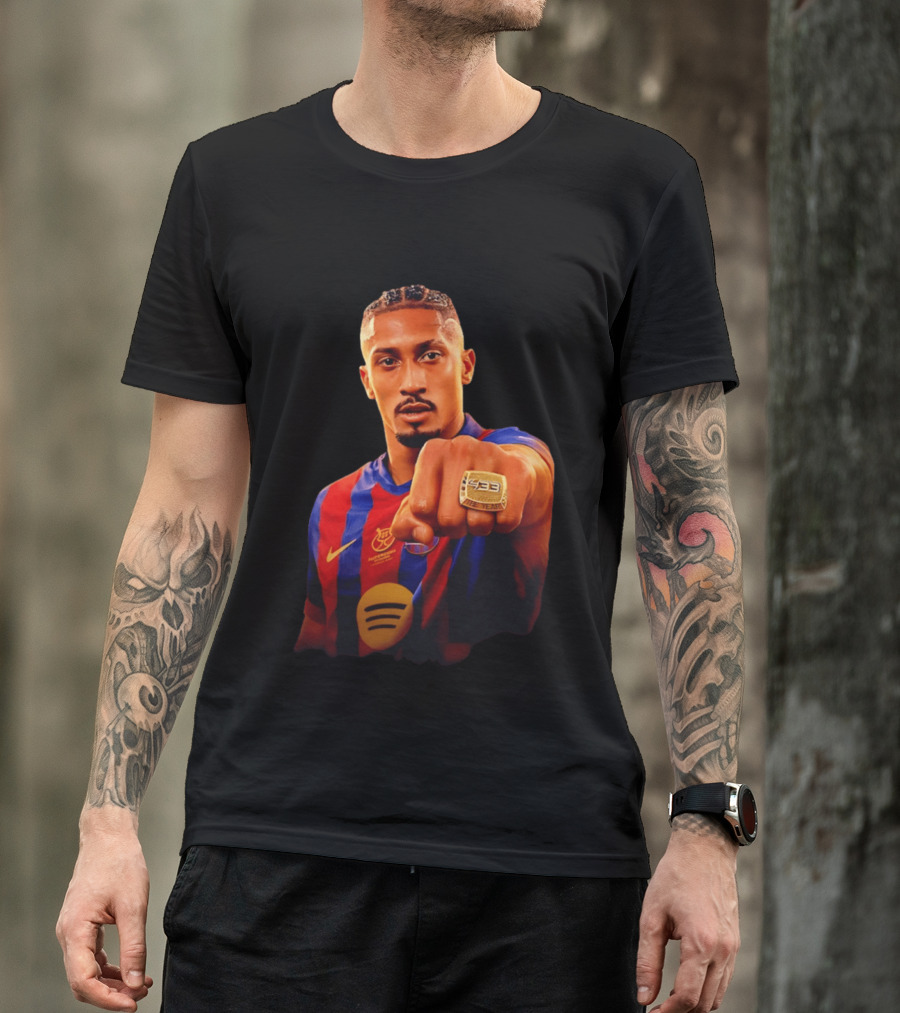 Raphinha Barcelona Brazil Player Ring La Liga Collage T-Shirt