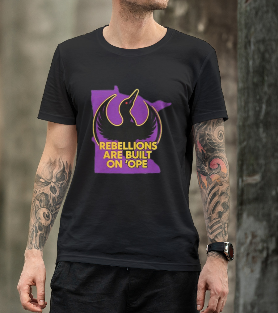 Rebellions Are Built On 'Ope Minnesota Purple Map Black Bird T-Shirt