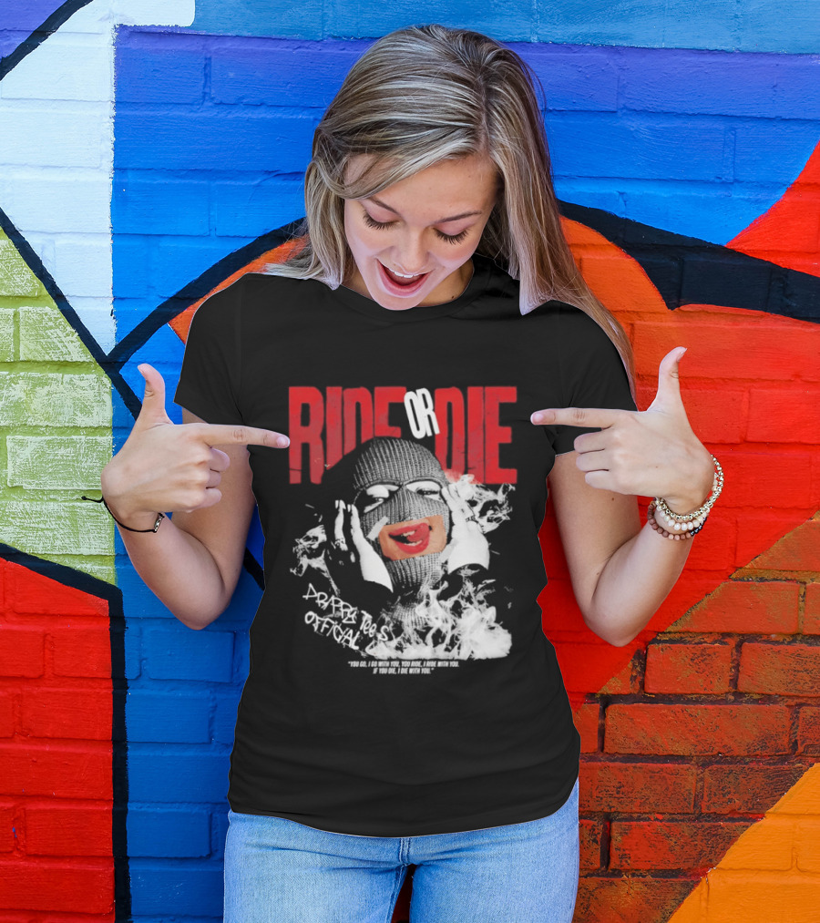 Ride Or Die Joker Grunge Typography And Distorted Joker Face T-Shirt