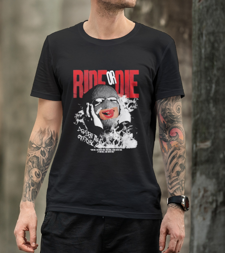 Ride Or Die Joker Grunge Typography And Distorted Joker Face T-Shirt