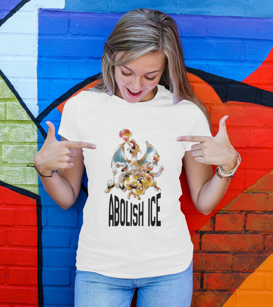 Abolish ICE Pokémon Characters Charizard Blastoise Pikachu Protest T-Shirt