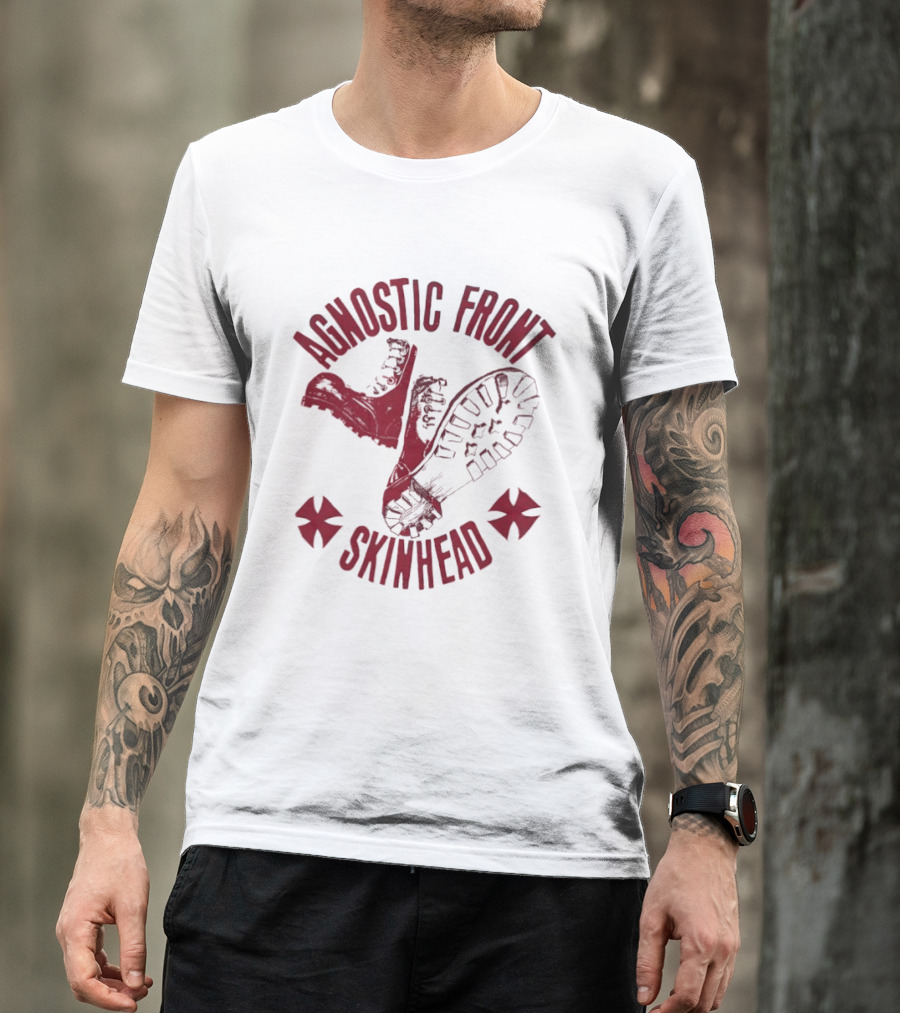 Agnostic Front Skinhead Boot Symbol Cross T-Shirt