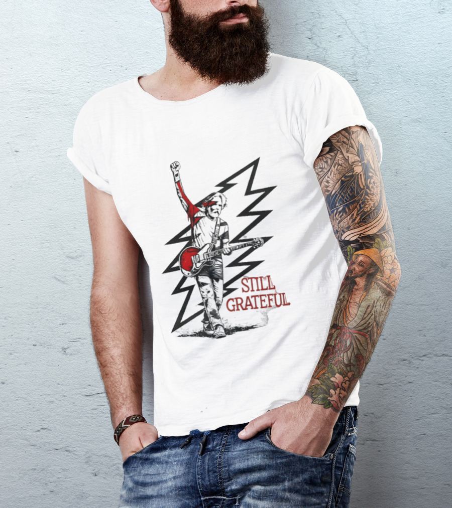 Bob Weir Holding Guitar Still Grateful White Lightning T-Shirt