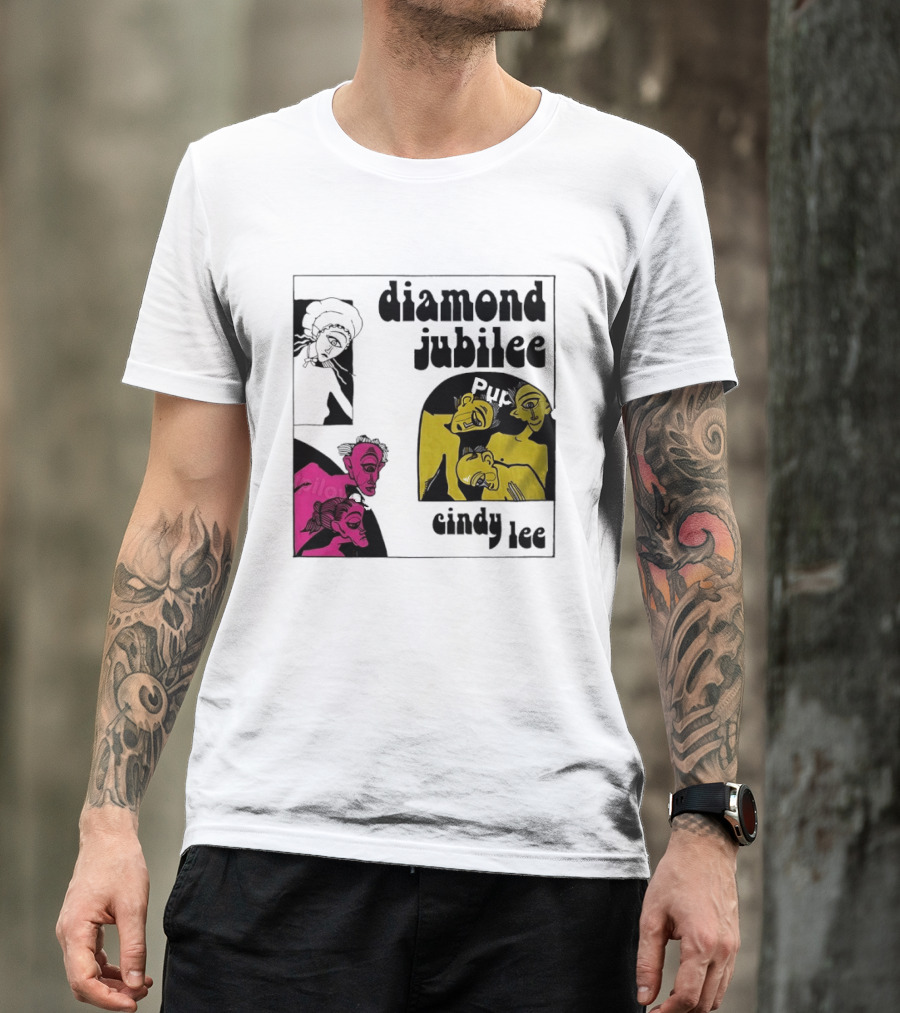 Diamond Jubilee Music Album Cindy Lee Illustrated Faces T-Shirt