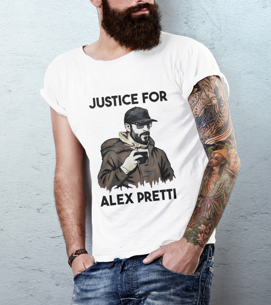 Justice For Alex Pretti Black Cap And Coffee Cup T-Shirt